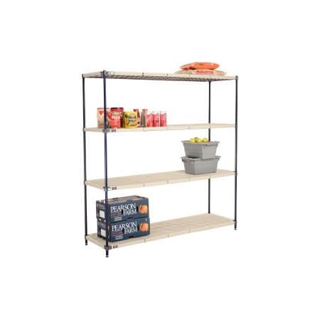 Global Equipment Nexel   , Nexelite reg  , 4 Tier, Vented Plastic Mat Shelving Unit, 72"W x 21"D x 74"H PM21727N
